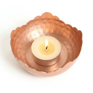 Traditional Brass Art Deco Diya <b>Oil</b> <b>Lamp</b> with Engraved Design Copper Accents for Religious Ceremonies and Diwali Festival Decor - Product Image 6