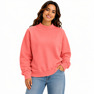 Sweat-shirt décontracté tendance pour femme, coupe oversize à épaules tombantes, col montant, tailles et couleurs personnalisables, service OEM - Product Image 5