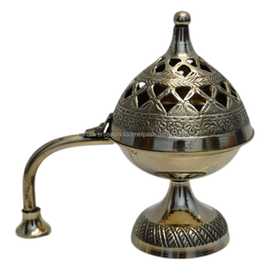 Quemador de Incienso Aromático de Latón Macizo con Asa, Portátil y Ecológico, para Bakhoor, Meditación y Uso Espiritual - Product Image 1