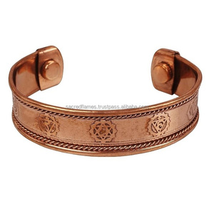 Pulsera Magnética de Cobre Puro con 7 Chakras, Brazalete con Borde de Cuerda, Alivio del Dolor de Artritis, Joyería Curativa al por Mayor - Product Image 4