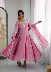 Mustard Yellow Embroidered Anarkali <b>Suit</b> Set Lace Trimmed Long <b>Dress</b> and Dupatta <b>for</b> <b>Wedding</b> Party <b>Women</b> - Product Image 4