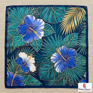 Élégant foulard carré imprimé sur mesure effet soie, léger, fabricant OEM ODM, produits textiles personnalisés Hawaï - Product Image 6