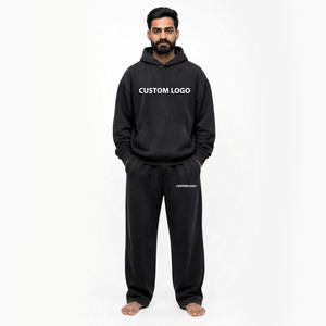 Survêtement unisexe noir à capuche réversible, écologique, antibactérien, respirant, épais, streetwear, manches longues, couleur unie - Product Image 1