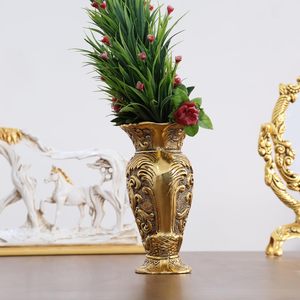 Decorative Metal <b>Vase</b> Antique Gold Finish Elegant Flower <b>Vase</b> for Home Living Room Office Table Decor - Product Image 3