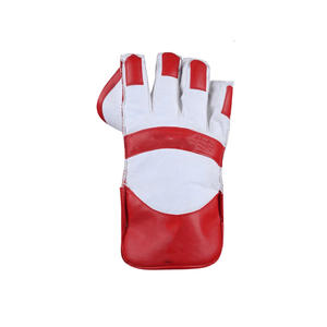 Gants de gardien de but de cricket en cuir blanc et rouge de qualité supérieure, demi-doigts, équipement de protection sportif, vente en gros personnalisée OEM ODM - Product Image 4