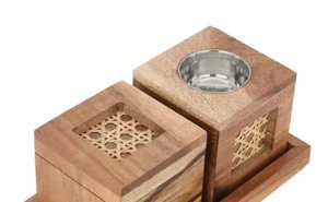 ชุดถาดใส่เครื่องหอมบาคูร์ไม้คุณภาพดี สำหรับใช้ในพิธีทางศาสนา เป็นมิตรกับสิ่งแวดล้อม สามารถปรับแต่งได้ ใช้ได้ทุกวัน ตกแต่งบ้าน - Product Image 2