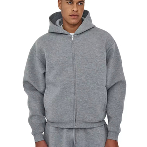 Sweat à capuche zippé pour homme 100 % coton épais, style streetwear, épaules tombantes, écologique, respirant, décontracté, mode hiver - Product Image 1