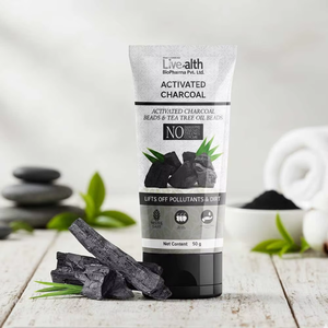 Gel nettoyant visage au charbon actif Livealth avec perles d'arbre à thé, nettoyage en profondeur pour tous types de peaux, 50g - Product Image 2