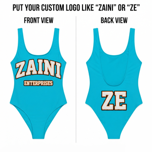 Traje de Baño de una Pieza para Mujer, 190 GSM, Nailon y Elastano, Color Azul Aqua, Tela Elástica Premium, Logotipo Bordado Personalizado - Product Image 1