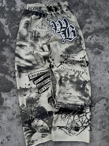 Men's DTG Printed <b>Fleece</b> <b>Joggers</b> Vintage Street Art Sweatpants Elastic Waist Straight Leg Winter Screen Print Trousers - Product Image 1