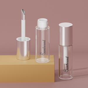 Tube de brillant à lèvres en gros de 20 ml avec grande brosse, flacon vide transparent rond en PETG, tête de brosse en alliage de zinc assortie, meilleur prix - Product Image 1