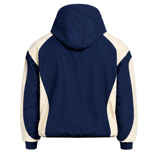 Mens <b>Navy</b> Blue Neutral Colorblock Windbreaker Hoodie Lightweight Quarter Zip Pullover Jacket Outdoor Sports Training <b>Top</b> - Product Image 2
