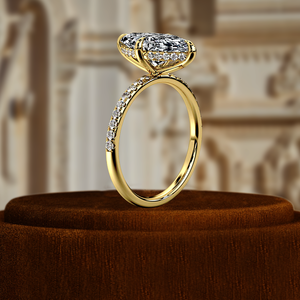 แหวนเพชรทรงมาร์คีส์ 1.5 กะรัต เพาะเลี้ยงในห้องปฏิบัติการ, แหวนทอง 14K แบบคลาสสิกประดับเพชรแบบพาเว่, แหวนแต่งงานแบบฮีดดิ้นฮาโล, แหวนเพชรเม็ดเดี่ยวสำหรับเจ้าสาว, แหวนวินเทจ - Product Image 5