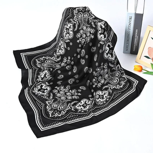 Pañuelo para mujer de 70 cm, negro, estilo hip hop, bandana, pañuelo con estampado paisley, hiyab, accesorio para la cabeza, pañuelo para el pelo, pañuelos cuadrados, pañuelo estampado - Product Image 1