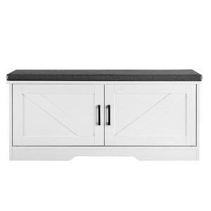 39.4 X 14.0 X 18.1 Inch Shoe Storage <b>Bench</b> <b>Padded</b> Seat Cushion with 2 Barn Doors Entryway Organizer with High Heigh - Product Image 1