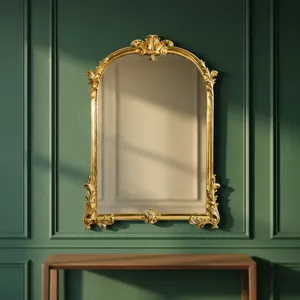 Vintage Gold Arched <b>Wall</b> <b>Mirror</b> with Ornate Floral Carved Frame Decorative <b>Mirror</b> for Living Room Bedroom Hallway Decor - Product Image 3