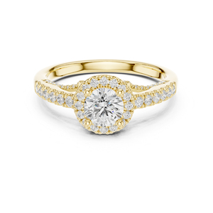 แหวนแต่งงานเพชรทรงกลมเพาะเลี้ยง 14K ทองคำเหลือง เพชรเพาะเลี้ยงใหม่ - Product Image 1
