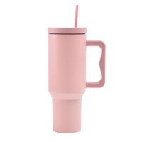 Tumbler Stainless Steel Dinding Ganda 40 oz 1200 ml Portabel dengan Pegangan dan Tutup