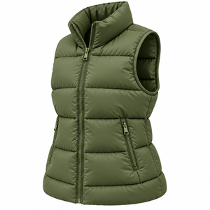 Chaleco Acolchado de Alta Calidad para Mujer, Sin Mangas, con Cuello Alto, para Invierno, Color Sólido, Personalizable - Product Image 5