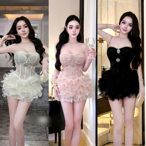 Womens Lace Pleated Princess <b>Hot</b> Mini <b>Dresses</b> Factory Price Chiffon Casual Washable Customized Packaging Vietnam Manufacturer - Product Image 5