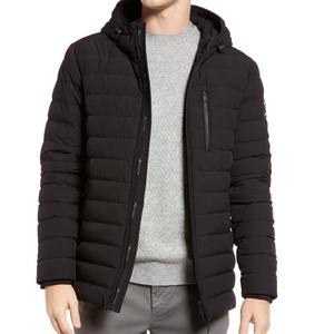 Men's Black Hooded Puffer <b>Jacket</b> With Zipper Closure Windproof Winter Coat Solid Color Polyester Wadding Regular Fit Casual 2026 - Product Image 4