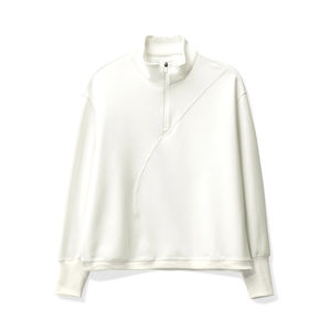 Sudadera de Forro Polar con Capucha y Media Cremallera para Mujer, Ajuste Holgado, Color Liso, Hombros Caídos, Transpirable y Antiarrugas - Product Image 4