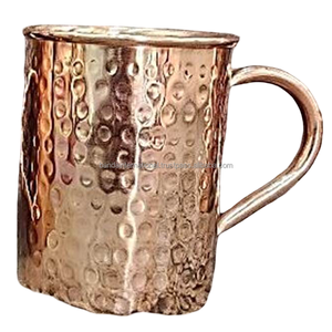 Mug en cuivre pur martelé avec poignée et finition polie pour la boisson et l'utilisation en cuisine, mug en cuivre anti-fuite - Product Image 1