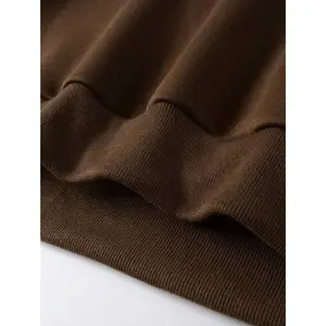 Sweat-shirt marron oversize à demi-zip, col montant, en molleton de coton, coupe ample à épaules tombantes, manches longues, style streetwear décontracté - Product Image 6