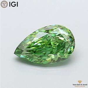 Diamante CVD Coltivato in Laboratorio 2.50 CARAT Taglio a Pera con Certificato IGI per Anello di Fidanzamento Perfetto Chiarezza VS1 Colore Verde Vivido Fantasia - Product Image 1