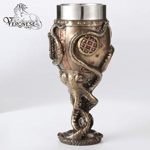 VERONESE DESIGN - CHALICE EN FORME DE PULCHERRE STEAMPUNK - PEINT À LA MAIN - DÉCORATION DE MAISON DE LUXE - ARTISANAT EN RÉSINE - OBJET DE COLLECTION - Product Image 2