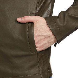 Chaqueta de invierno con diseño clásico y cremallera, diseño de logotipo personalizado, chaqueta de cuero transpirable para hombre - Product Image 6
