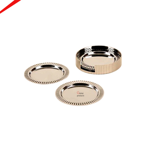 ชุดจานรองแก้วโลหะทรงกลมสีทอง 4 ชิ้น สไตล์หรูหรา ขายดี - Product Image 2