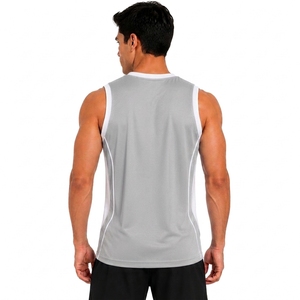 Unisex Gray Sleeveless Crew Neck Mesh Tank <b>Top</b> Moisture Wicking Athletic Vest 100% Polyester Custom Team Name All Seasons Fit - Product Image 2