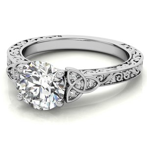 Bague en moissanite taille ronde en argent sterling 925 plaqué or blanc, solitaire de luxe pour fiançailles, mariage, promesse ou mariée - Product Image 3