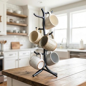 Black Colored Stylish Design And Space Saving Metal Storage Counter Organizer Decorative Iron <b>Mug</b> Holder For Coffee for kitchen - Product Image 5