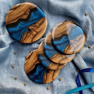 Blue River Resin Wood Coaster - Product Image 1