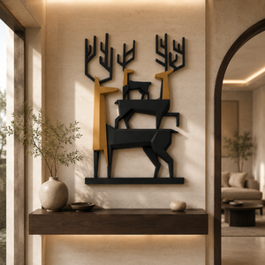 Décoration murale en fer forgé, sculpture géométrique en métal noir et or, art moderne pour salon, chambre, décoration intérieure - Product Image 4
