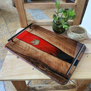 Luxury Purple Resin Wood Serving Tray <b>Acrylic</b> Gold Handles Decorative Charcuterie Board Kitchen Dining Home Hotel Gift Platters - Product Image 3