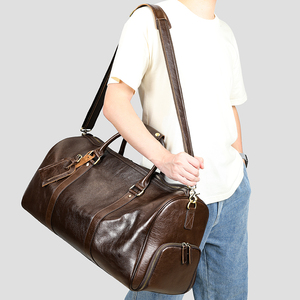 Sac de voyage en cuir véritable 30-40L avec fermeture éclair, sangle réglable, unisexe, décontracté, pour la gym et les voyages - Product Image 2