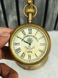 Antique Brass <b>Desk</b> <b>Clock</b> with Compass Vintage Nautical Tabletop Timepiece Retro Office Home Decor - Product Image 6