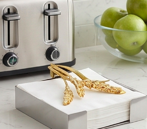 Elegant Metal Tissue Box Cover With Wheat Design Perfect For Modern Tabletop Use And Stylish Paper Tissue Organization - Product Image 4