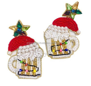 ต่างหูทรงหยดน้ำประดับลูกปัดหลากสีสไตล์โบฮีเมียน รูปทรงลูกแพร์ สำหรับทุกเพศ ผลิตในอินเดีย-ไอเดียของขวัญ - Product Image 2