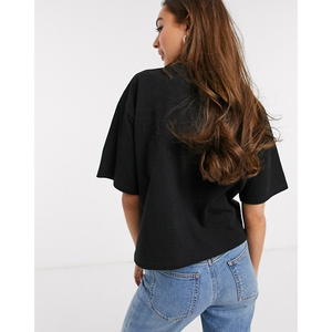 เสื้อยืดคอเต่าสีดำสำหรับผู้หญิง แขนสามส่วน ทรงหลวม ผ้าเจอร์ซีย์คอตตอน สวมใส่สบายทุกฤดูกาล - Product Image 2