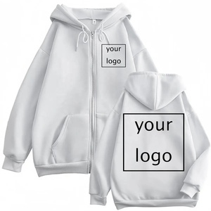 Men's Red Hooded Zip-Up Sweatshirt Oversized Casual Fleece Cotton Solid Color Front Logo Print Autumn Wear 2027 - Product Image 2