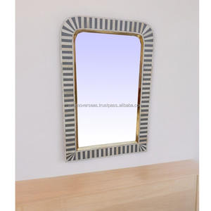 Espejo Rectangular Vintage con Incrustaciones de Hueso, Espejo Decorativo Tallado Artesanalmente - Product Image 3