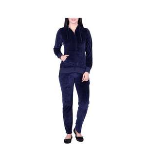 Ensemble de survêtement pour femme automne-hiver, veste courte à fermeture éclair avec poche, pantalon de jogging en velours, ensemble deux pièces en velours - Product Image 1