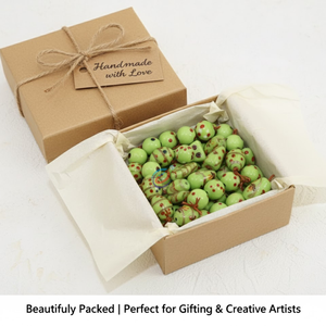 EXCEL EXPORTS Cuentas de Vidrio Hechas a Mano de Color Verde |   Cadena de 8 Pulgadas |   Formas y patrones de estilo únicos |   Fabricación de Joyas y Manualidades - Product Image 5