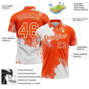 New Arrival Custom Team <b>Polo</b> Shirt Full Sublimation Front Chest Logo Back Name Number Breathable Polyester White <b>Orange</b> Shirt - Product Image 3