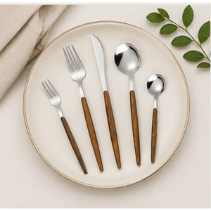 Wholesale Classic Wood Handle Cutlery Set Stainless Steel <b>Flatware</b> for Luxury Restaurants & Home Dining Silverware Set - Product Image 6