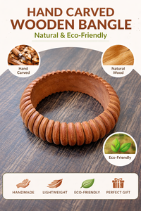 Hand Carved Wooden Bangle Natural Wood Textured <b>Bracelet</b> Eco Friendly <b>Boho</b> Jewelry Chunky Statement <b>Bracelet</b> Gift - Product Image 6